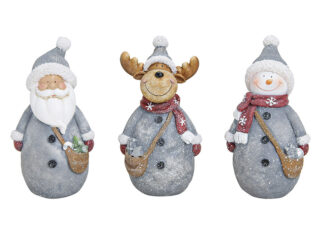 0-Papá Noel / Muñeco De Nieve / Alce Poly 3-Mod.. 10X7X17 Cm