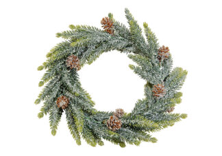 W314-Corona de Abeto Con Nieve, pvc, Verde (An / Al / Prf) 25X25X5Cm