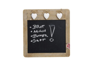 H078-Madera de Pizarra F. Colgando W. 3 Corazones 28X29Cm