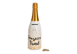 H285/H109-Hucha, Botella, Fondo Processo, Cerámica, Blanco, Oro, 9X30X9Cm