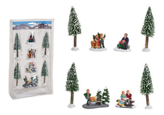 0-Figuras En Miniatura de 8 Juegos, Árbol 5-14Cm Colorido, pvc 21X40X8Cm