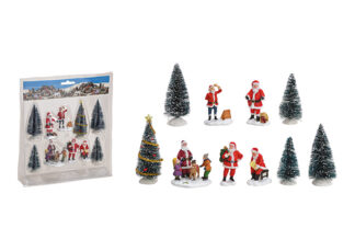 W570-Nicholas Set de 10 Miniaturas, Árbol 5-10Cm Colorido, pvc 25X30X5Cm
