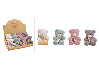 W698-Oso de Peluche Gris / Rosa / Verde / Blanco 4-Mod.T. El 11X14X8Cm