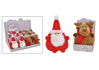 W702-Nicholas, Alce Marrón / Rojo, Felpa 2-Mod.T. El 11X14X8Cm