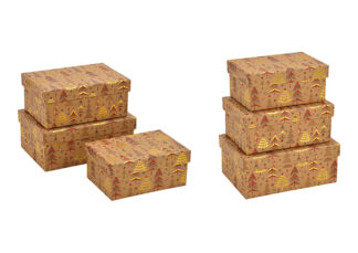 W624-Caja Regalo Set Invierno Bosque Papel / Cartón Marrón 3-Set 21X8X14Cm