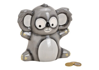 A518-Hucha con forma de oso koala, cerámica, gris 17x18x11